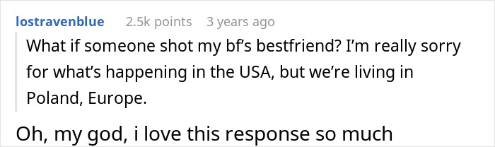 Reddit comment: What if someone shot my bf's bestfriend? I love this response so much, GF says no to driving drunk women. Reddit comment: What if someone shot my bf's bestfriend? I love this response so much, GF says no to driving drunk women.