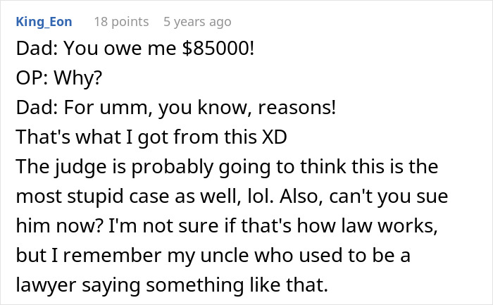 Man's Laughable $85k Lawsuit Against Daughter Gets Him In More Trouble Than He Expected