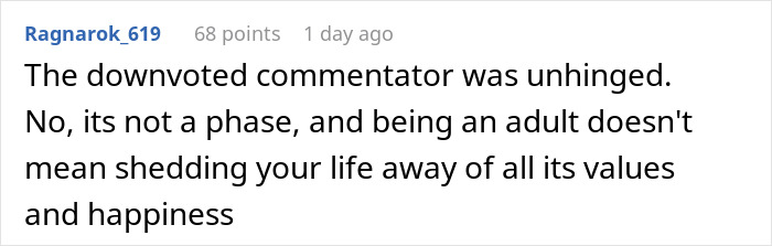 Comment about adulthood and maintaining personal values Comment about adulthood and maintaining personal values