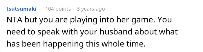 Online comment advising a woman to speak with her husband about his adult stepdaughter's insults. Online comment advising a woman to speak with her husband about his adult stepdaughter's insults.