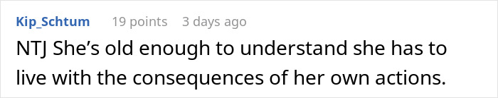 A screenshot of a comment on a bride's wedding consequences. A screenshot of a comment on a bride's wedding consequences.