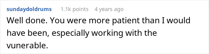 A Reddit comment commending patience, likely related to a neighbor dealing with students turning their home into a bar. A Reddit comment commending patience, likely related to a neighbor dealing with students turning their home into a bar.