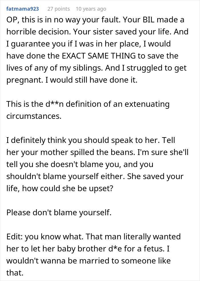 A comment explaining a sister who gave a part of her liver to save her brother A comment explaining a sister who gave a part of her liver to save her brother
