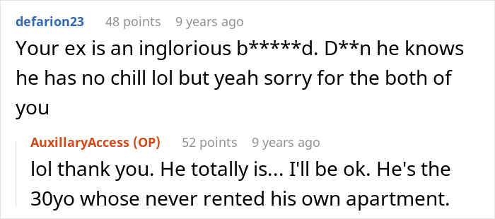 User comments detailing a 30-year-old jobless bf who lacks financial independence and life experience.
