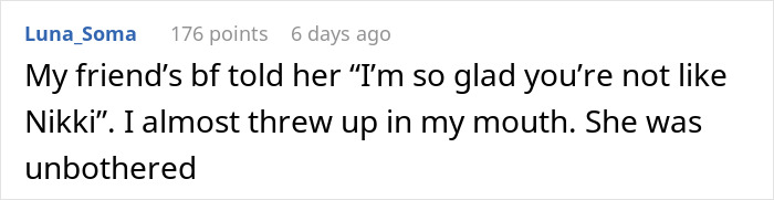 Reaction to comparison with Obsession character Nikki