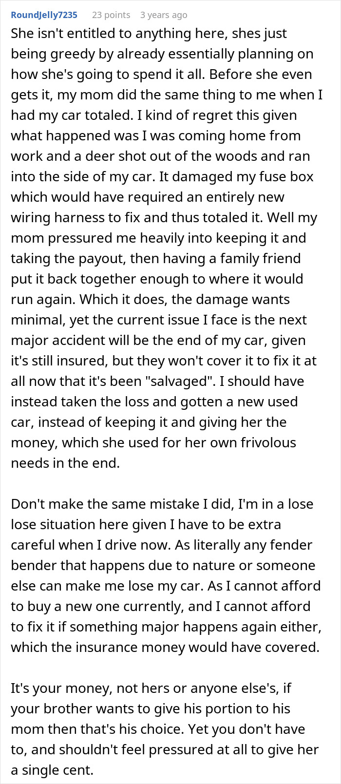 Mom Demands Kids Give Her Their Share Of The Inheritance, Doesn't Like Daughter's Response