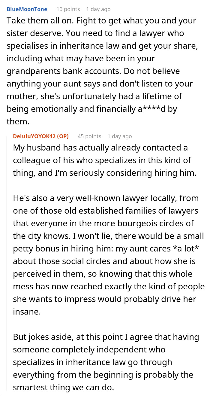 Woman Doesn't Want To Play "Big Happy Family," Demands Inheritance Be Divided Woman Doesn't Want To Play "Big Happy Family," Demands Inheritance Be Divided