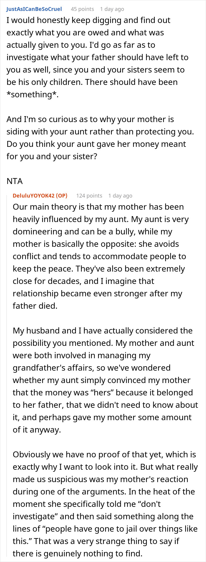 Woman Doesn't Want To Play "Big Happy Family," Demands Inheritance Be Divided Woman Doesn't Want To Play "Big Happy Family," Demands Inheritance Be Divided