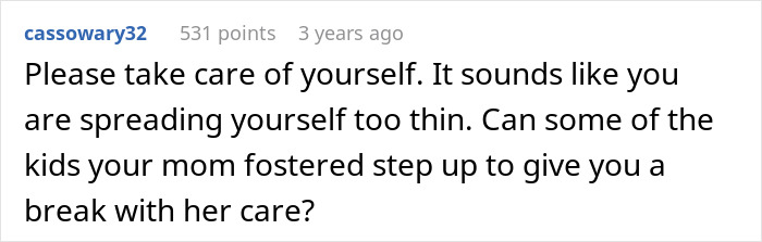 User comments advise self-care amid struggles with wife's ultimatum and sick mom care
