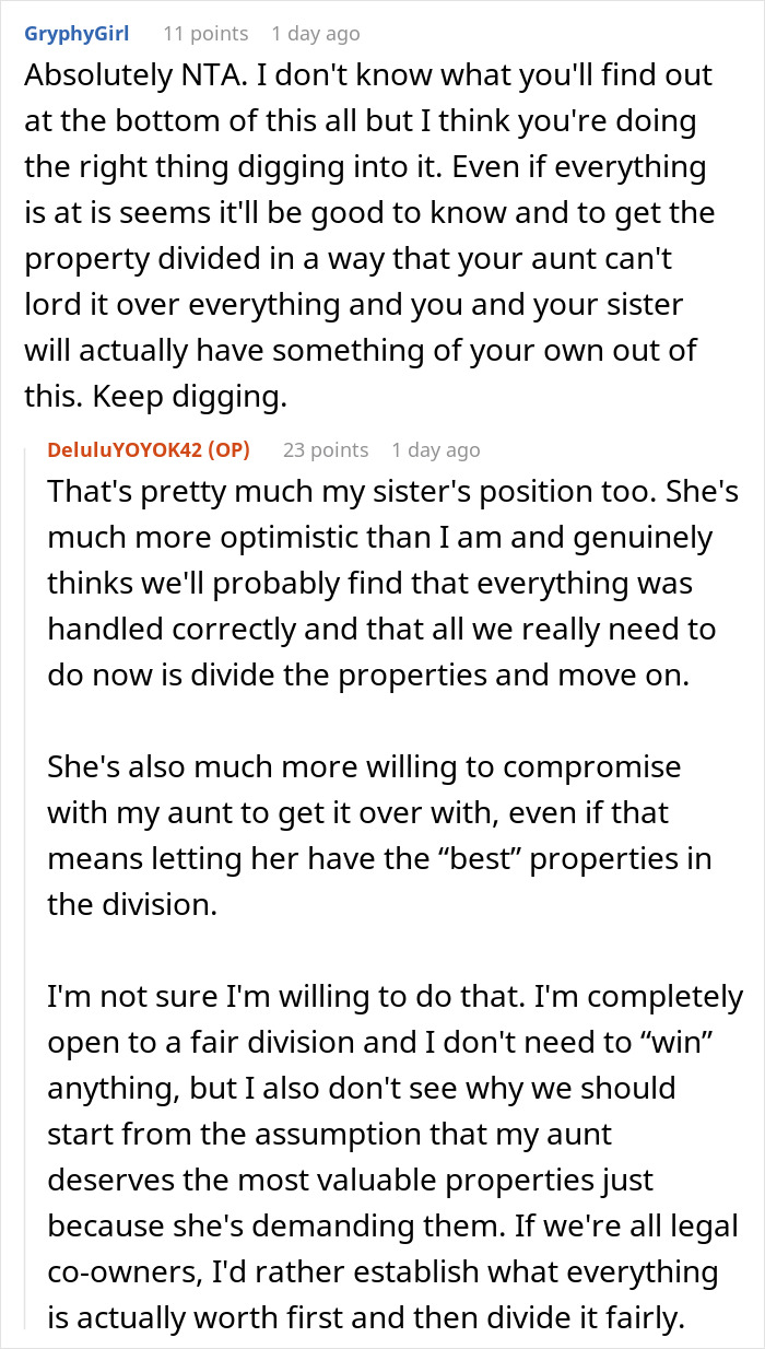 Woman Doesn't Want To Play "Big Happy Family," Demands Inheritance Be Divided Woman Doesn't Want To Play "Big Happy Family," Demands Inheritance Be Divided