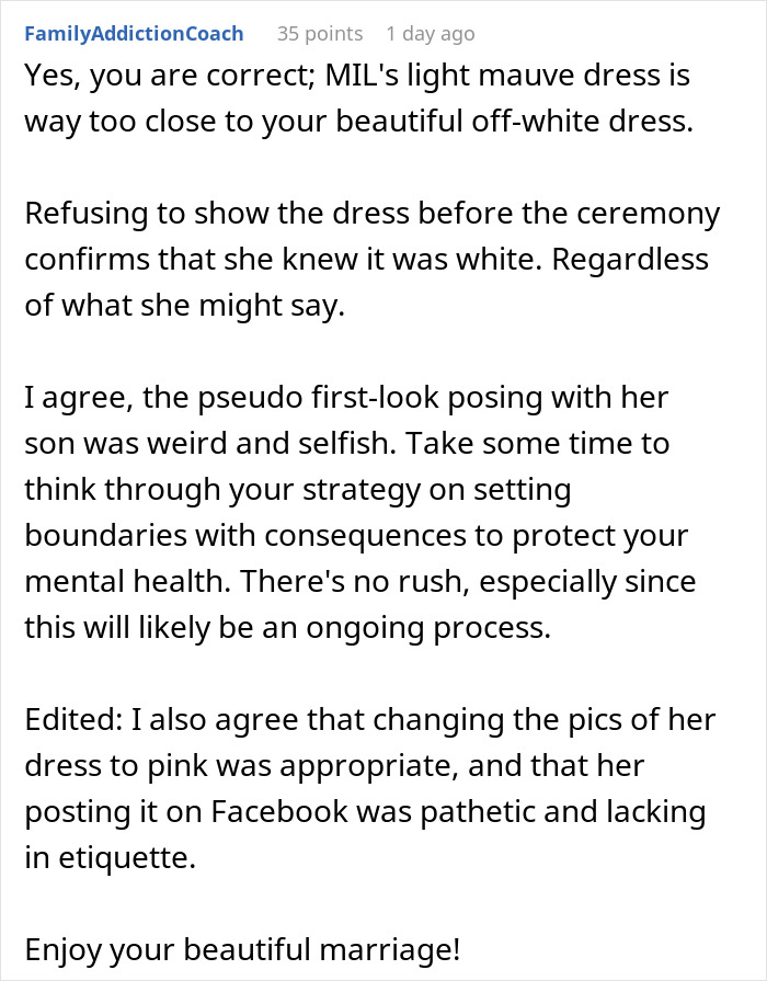 MIL Hides What She's Going To Wear To Wedding, Comes Out With Something Scandalous