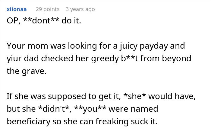 Mom Demands Kids Give Her Their Share Of The Inheritance, Doesn't Like Daughter's Response