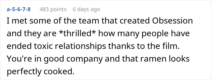 Praise for Obsession film team and its role in ending toxic relationships