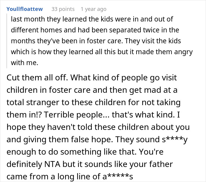 A screenshot of a comment expressing anger at people for not saving children from foster care themselves.