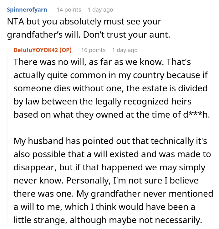 Woman Doesn't Want To Play "Big Happy Family," Demands Inheritance Be Divided Woman Doesn't Want To Play "Big Happy Family," Demands Inheritance Be Divided