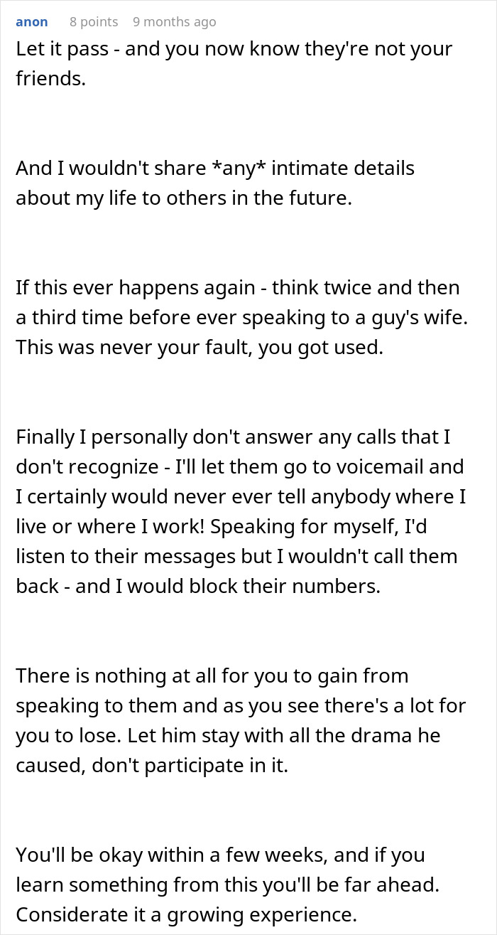 A lengthy Reddit comment advising a woman to let go and not share intimate details, a painful reality check. A lengthy Reddit comment advising a woman to let go and not share intimate details, a painful reality check.