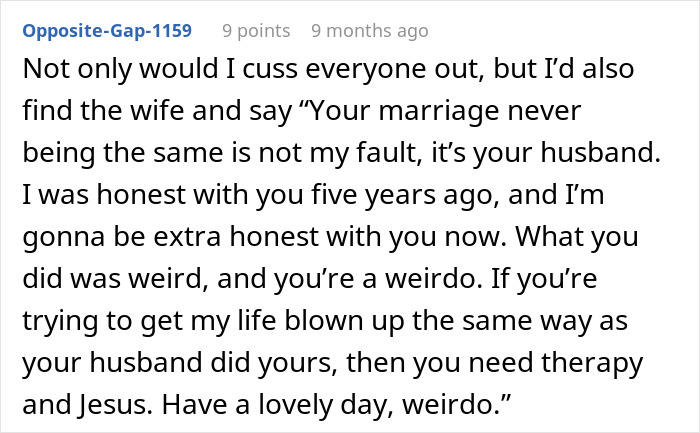 A screenshot of a Reddit comment giving a painful reality check to a woman after a relationship nightmare. A screenshot of a Reddit comment giving a painful reality check to a woman after a relationship nightmare.