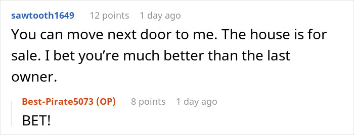 Reddit user offering a house for sale to a man turned away by a realtor, saying he is better than the last owner. Reddit user offering a house for sale to a man turned away by a realtor, saying he is better than the last owner.