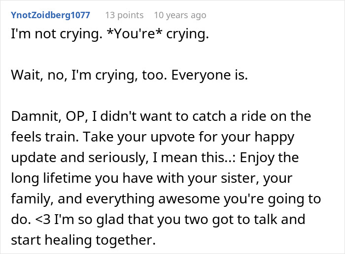 An online comment about healing together in a story of a sister who gives brother part of her liver. An online comment about healing together in a story of a sister who gives brother part of her liver.