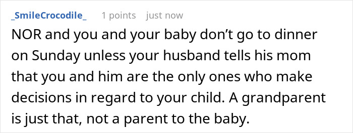 A comment advising a mother to set boundaries after a MIL changed her nursery, stating grandparents are not parents. A comment advising a mother to set boundaries after a MIL changed her nursery, stating grandparents are not parents.