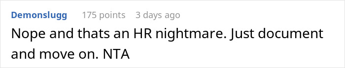 Reddit comment calling the coworker $1.50 per cup business an HR nightmare