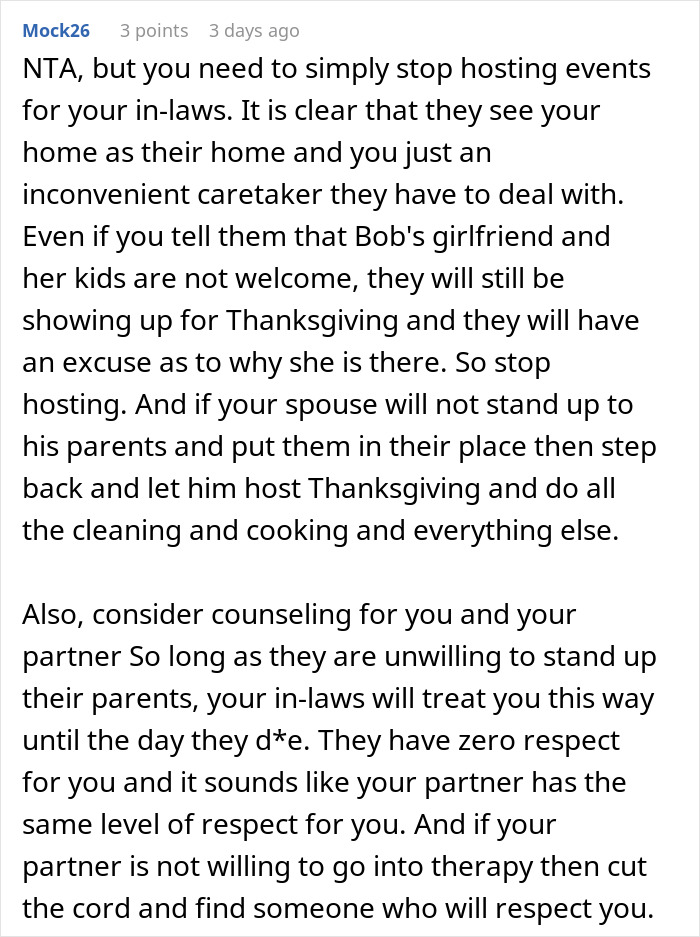 User advice on dealing with in-laws and hosting Thanksgiving dinner drama User advice on dealing with in-laws and hosting Thanksgiving dinner drama