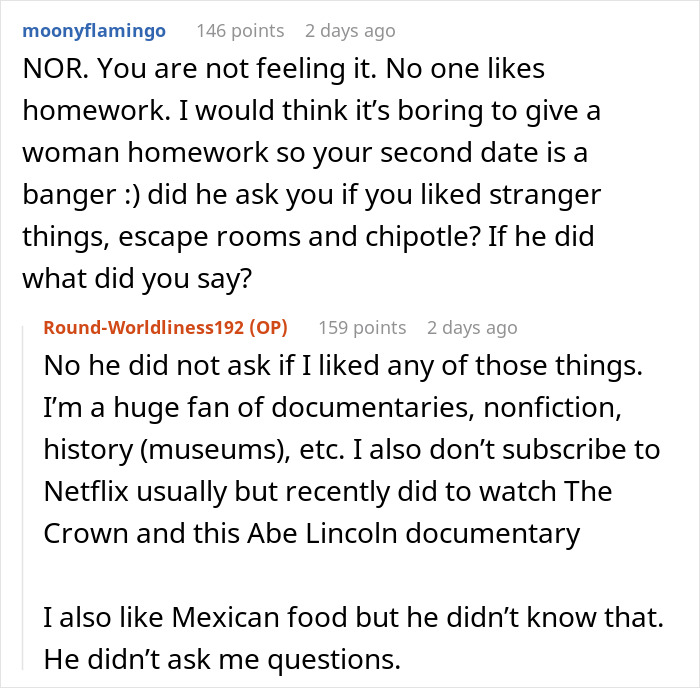 Online discussion about stranger things homework being assigned before a second date Online discussion about stranger things homework being assigned before a second date