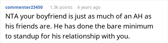 A comment on the GF says no to driving drunk women story, criticizing the boyfriend for his minimal effort. A comment on the GF says no to driving drunk women story, criticizing the boyfriend for his minimal effort.