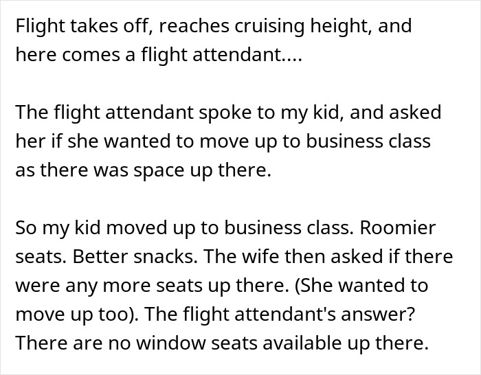 Woman pays extra for airplane window seat, spends flight in an aisle seat because of a kid. Woman pays extra for airplane window seat, spends flight in an aisle seat because of a kid.