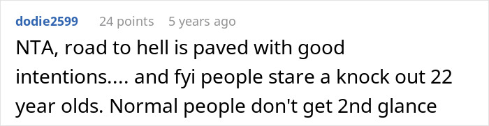A comment on the friend's body-shaming and unsolicited bikini advice, stating intentions don't excuse rudeness. A comment on the friend's body-shaming and unsolicited bikini advice, stating intentions don't excuse rudeness.