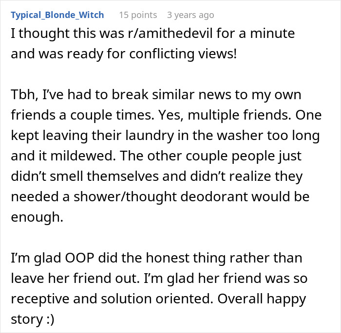 Friend’s Musty Smell Starts Clearing Rooms, Woman Dreads Being The One Who Finally Tells Her Friend’s Musty Smell Starts Clearing Rooms, Woman Dreads Being The One Who Finally Tells Her
