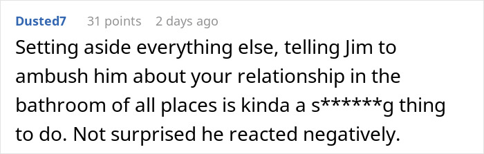 A Reddit comment about a guy who won't say I Love You and won't marry his girlfriend.
