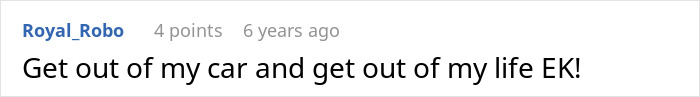 Comment expressing anger about mom crashing out in trip story