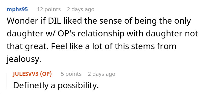 Reddit comment explaining the relationship between a DIL and mother-in-law. Reddit comment explaining the relationship between a DIL and mother-in-law.