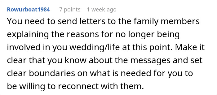 Advice to send letters explaining boundaries to family about wedding Advice to send letters explaining boundaries to family about wedding