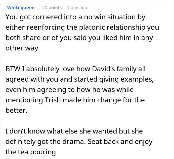 A comment describing the no-win situation the groom's female bestie faced when confronted by the bride for a love confession. A comment describing the no-win situation the groom's female bestie faced when confronted by the bride for a love confession.