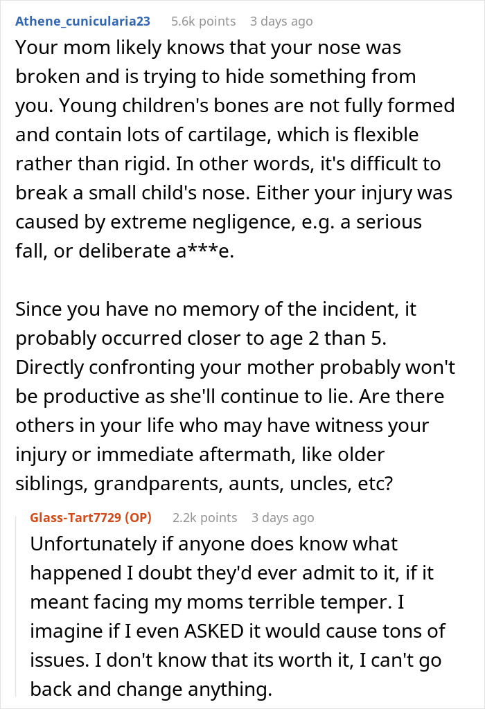 Daughter Can't Breathe, Smell, Or Forgive After Mom Hid Her Childhood Injury For Years Daughter Can't Breathe, Smell, Or Forgive After Mom Hid Her Childhood Injury For Years