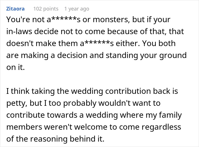 Zitaora comments on in-laws demanding exceptions for a child-free celebration and the use of threats.