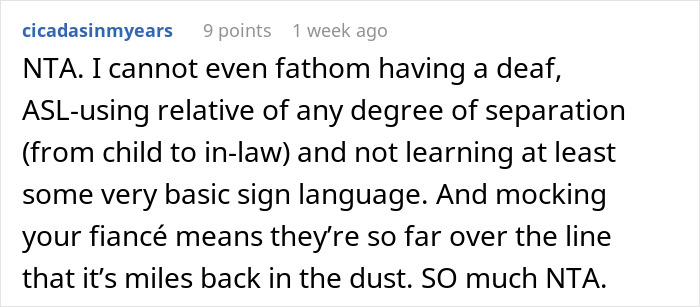 Comment on family not learning basic sign language for deaf bride Comment on family not learning basic sign language for deaf bride