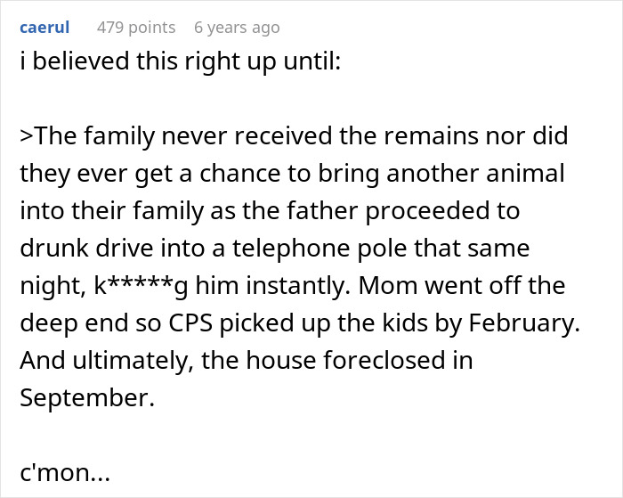 A user comment describing the tragic downfall of neighbors after their dogs attack a woman's cat. A user comment describing the tragic downfall of neighbors after their dogs attack a woman's cat.