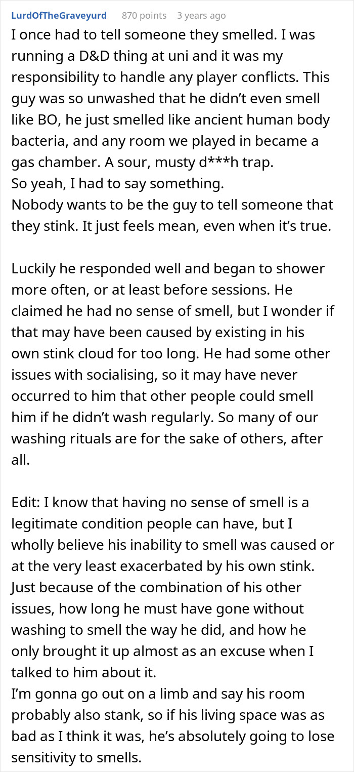 Friend’s Musty Smell Starts Clearing Rooms, Woman Dreads Being The One Who Finally Tells Her Friend’s Musty Smell Starts Clearing Rooms, Woman Dreads Being The One Who Finally Tells Her