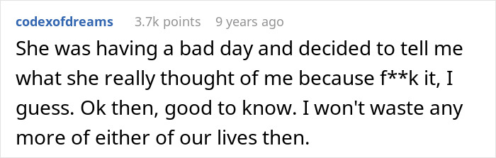 A Reddit post from someone who realized they had a fake friend after she revealed her true thoughts.
