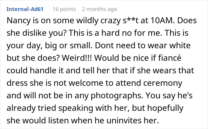Bride Is Told She "Doesn't Need" A White Dress, Then Sees What Her MIL Plans To Wear To The Ceremony