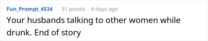 Reddit comment about a husband flirting with a woman and impacting their marriage.
