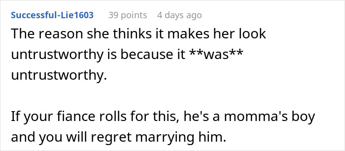 Comment about the fiance being a mommas boy after MIL is caught scamming wedding guests. Comment about the fiance being a mommas boy after MIL is caught scamming wedding guests.