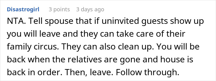 Social media comment on how to handle uninvited guests at family Thanksgiving Social media comment on how to handle uninvited guests at family Thanksgiving