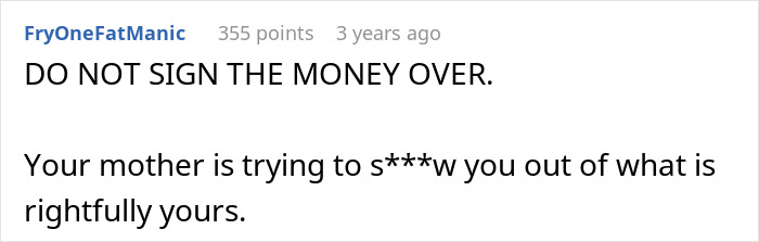 Mom Demands Kids Give Her Their Share Of The Inheritance, Doesn't Like Daughter's Response