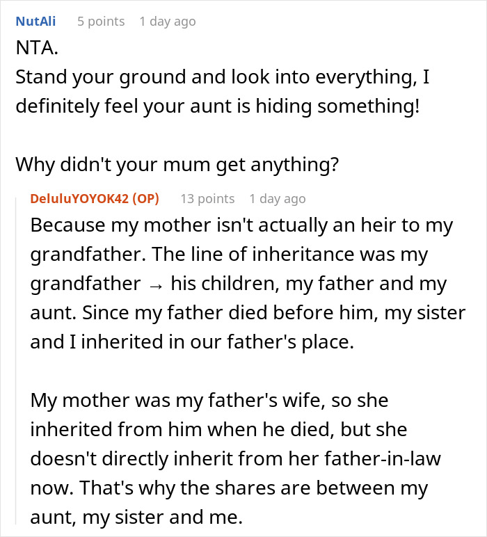 Woman Doesn't Want To Play "Big Happy Family," Demands Inheritance Be Divided Woman Doesn't Want To Play "Big Happy Family," Demands Inheritance Be Divided
