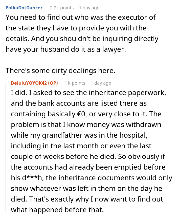 Woman Doesn't Want To Play "Big Happy Family," Demands Inheritance Be Divided Woman Doesn't Want To Play "Big Happy Family," Demands Inheritance Be Divided