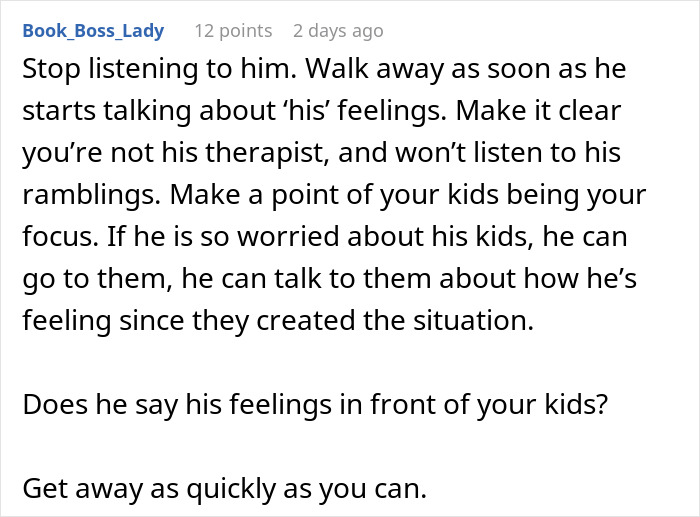 A comment about husband's reaction and stepping away from the situation after CPS on stepmom incident.